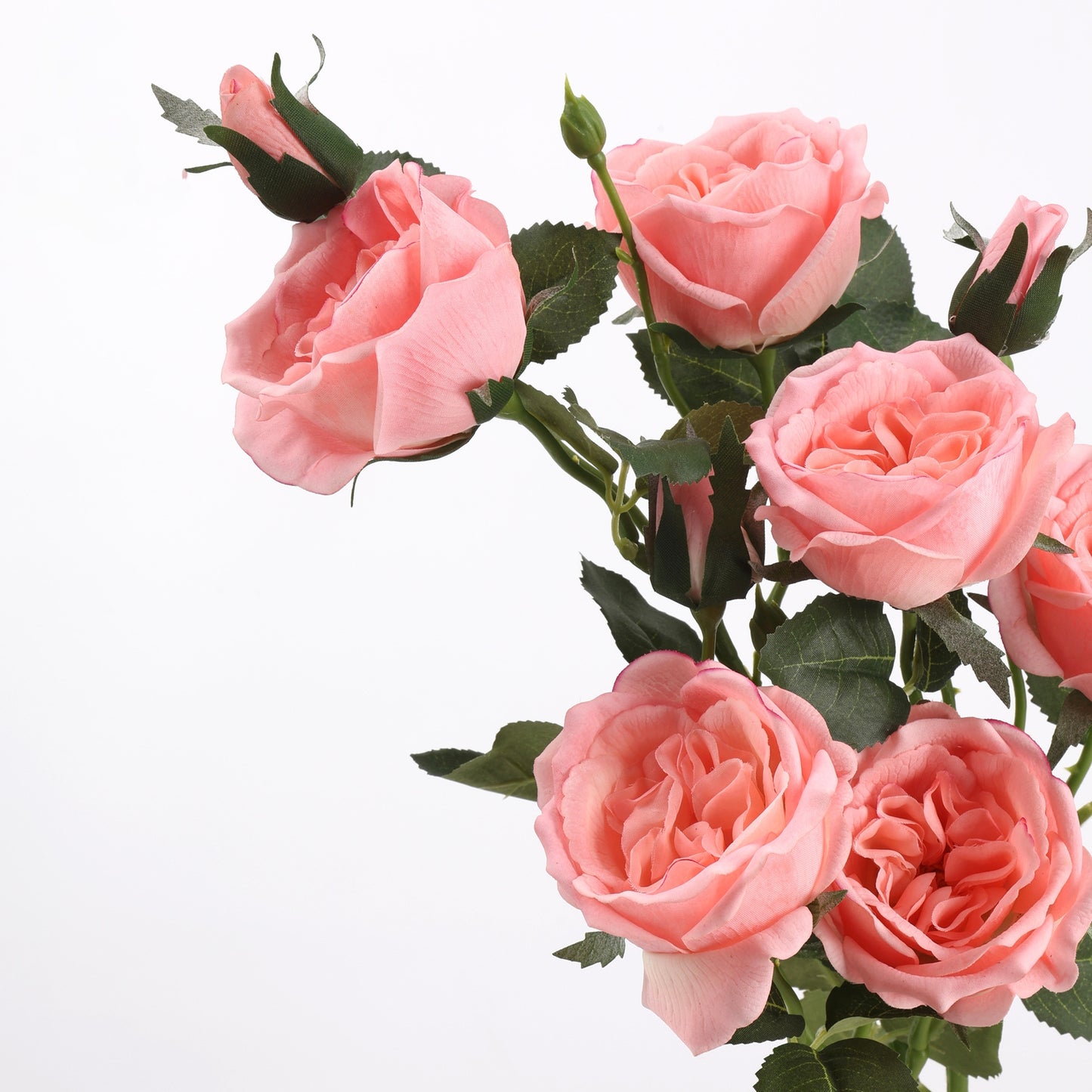 Real Touch Faux Pink Garden Rose Stem - 21"