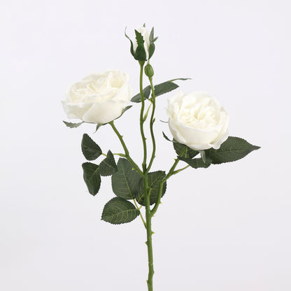 Real Touch White Garden Rose Stem 21"