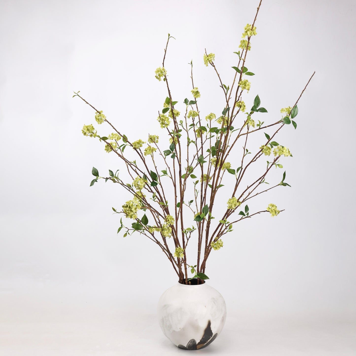 Faux Green Snowball Viburnum Branch Stem 51"