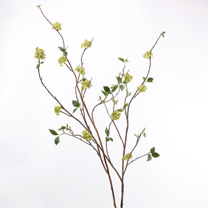 Faux Green Snowball Viburnum Branch Stem 51"