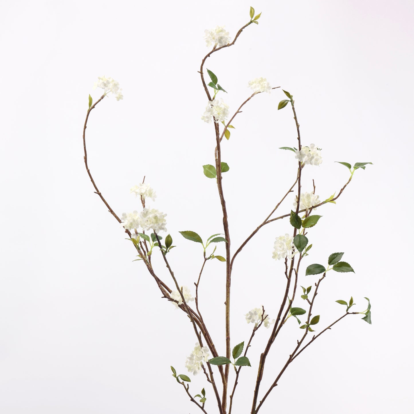 Faux White Snowball Viburnum Branch Stem 51"