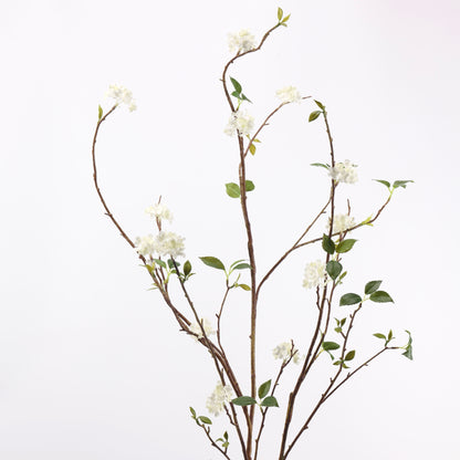 Faux White Snowball Viburnum Branch Stem 51"
