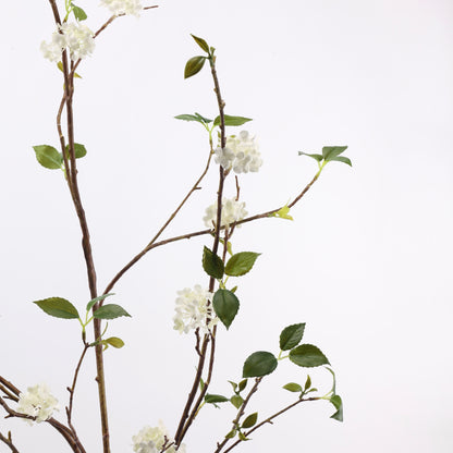 Faux White Snowball Viburnum Branch Stem 51"