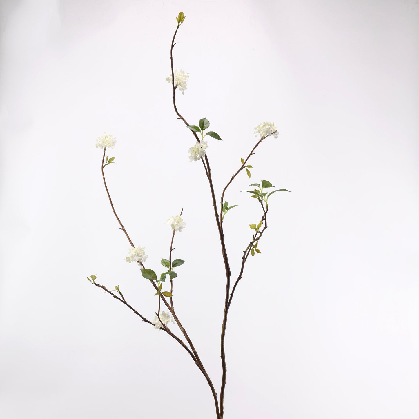Faux White Snowball Viburnum Branch Stem 51"