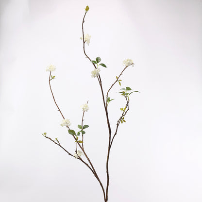 Faux White Snowball Viburnum Branch Stem 51"