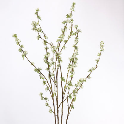 Faux White Pear Blossom Branch Stem 41"