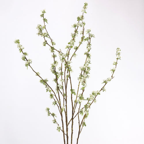 Faux White Pear Blossom Branch Stem 41"