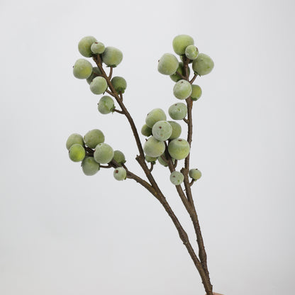 Faux Green Berry Branch Stem 27"