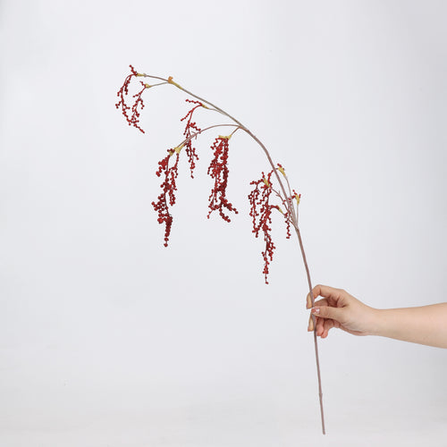 Faux Red Weeping Berry Branch Stem 28"