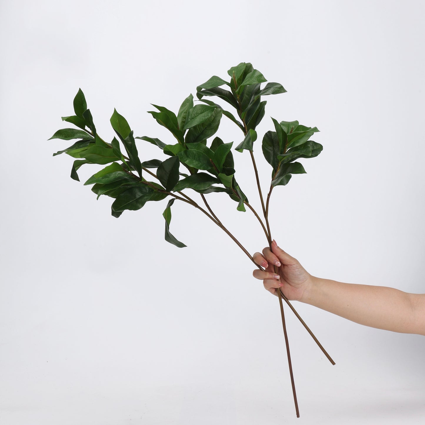 Faux Dark Green Gardenia Leaf Branch Stem 27"