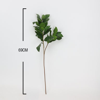 Faux Dark Green Gardenia Leaf Branch Stem 27"