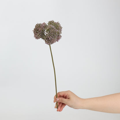 Faux Mauve Allium Ball Stem 15"