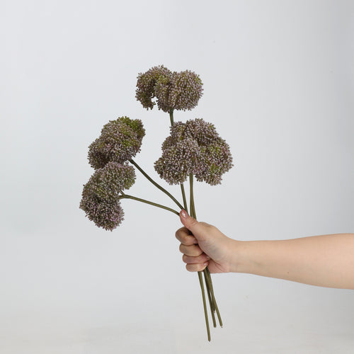 Faux Mauve Allium Ball Stem 15"