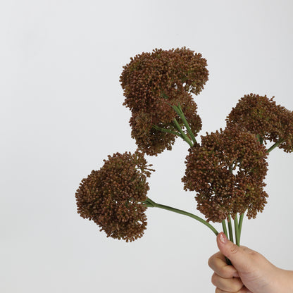 Faux Brown Allium Ball Stem 15"