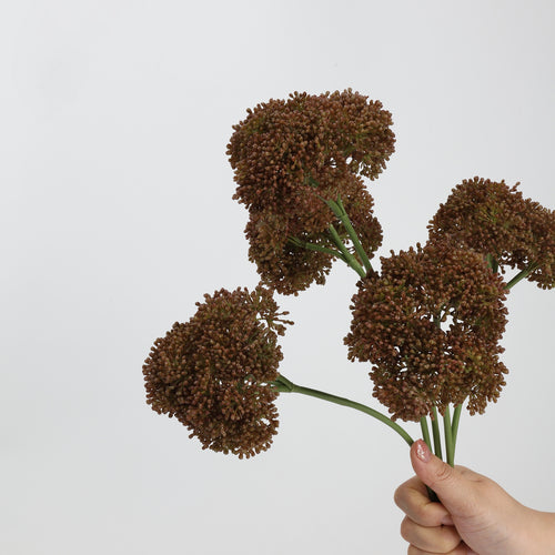 Faux Brown Allium Ball Stem 15"