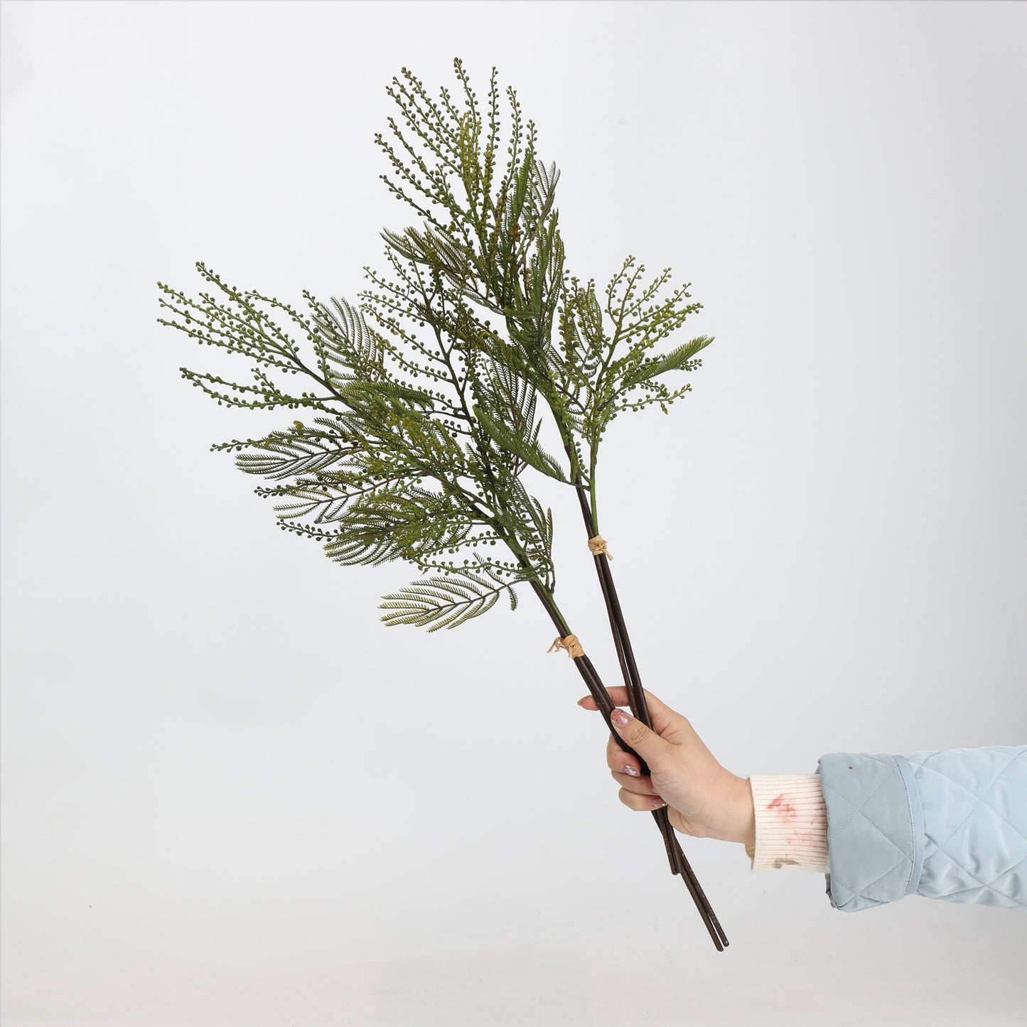 Faux Green Mimosa Acacia Branch Stem 27"