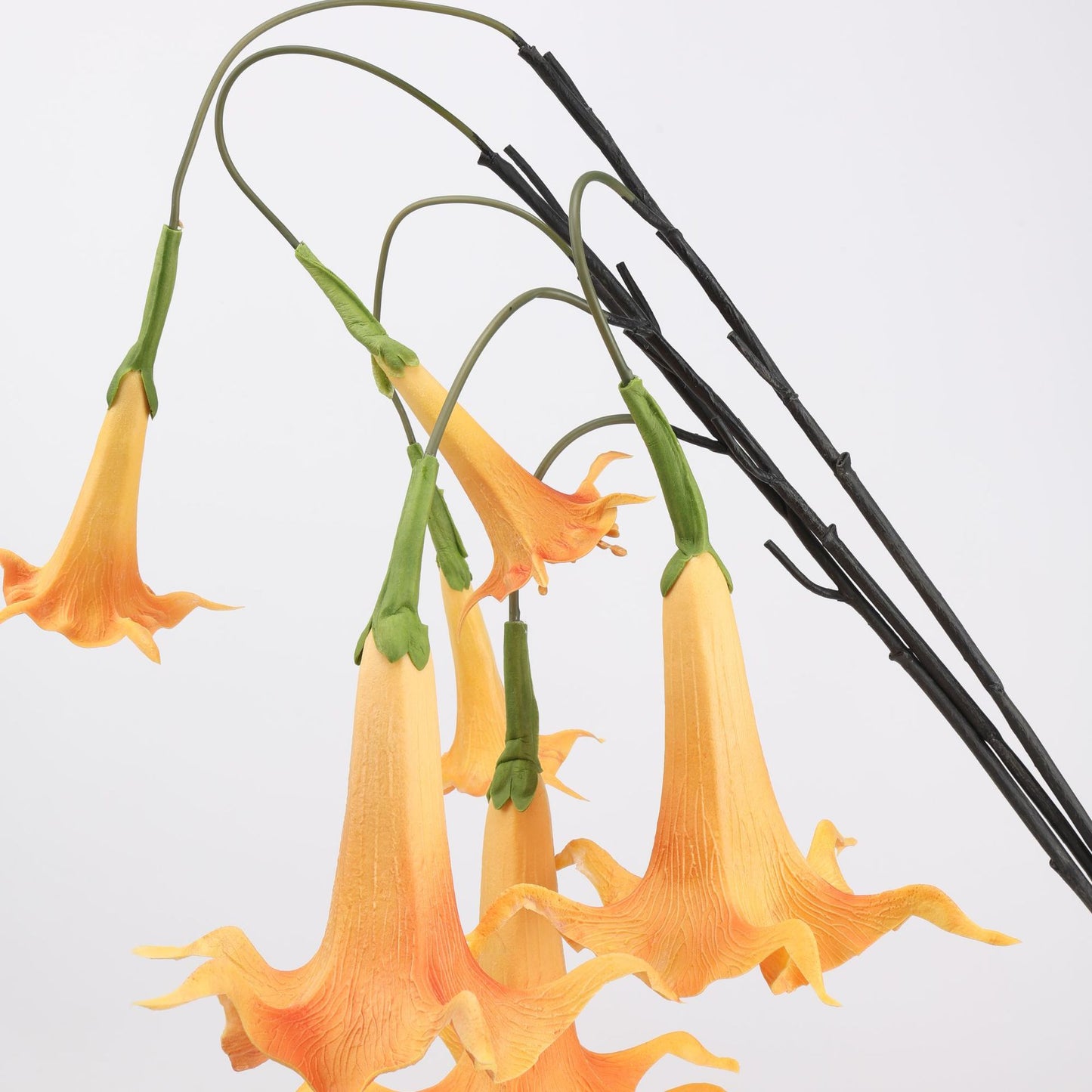 Faux Orange Angel's Trumpet Stem 35" | 2 Blooms
