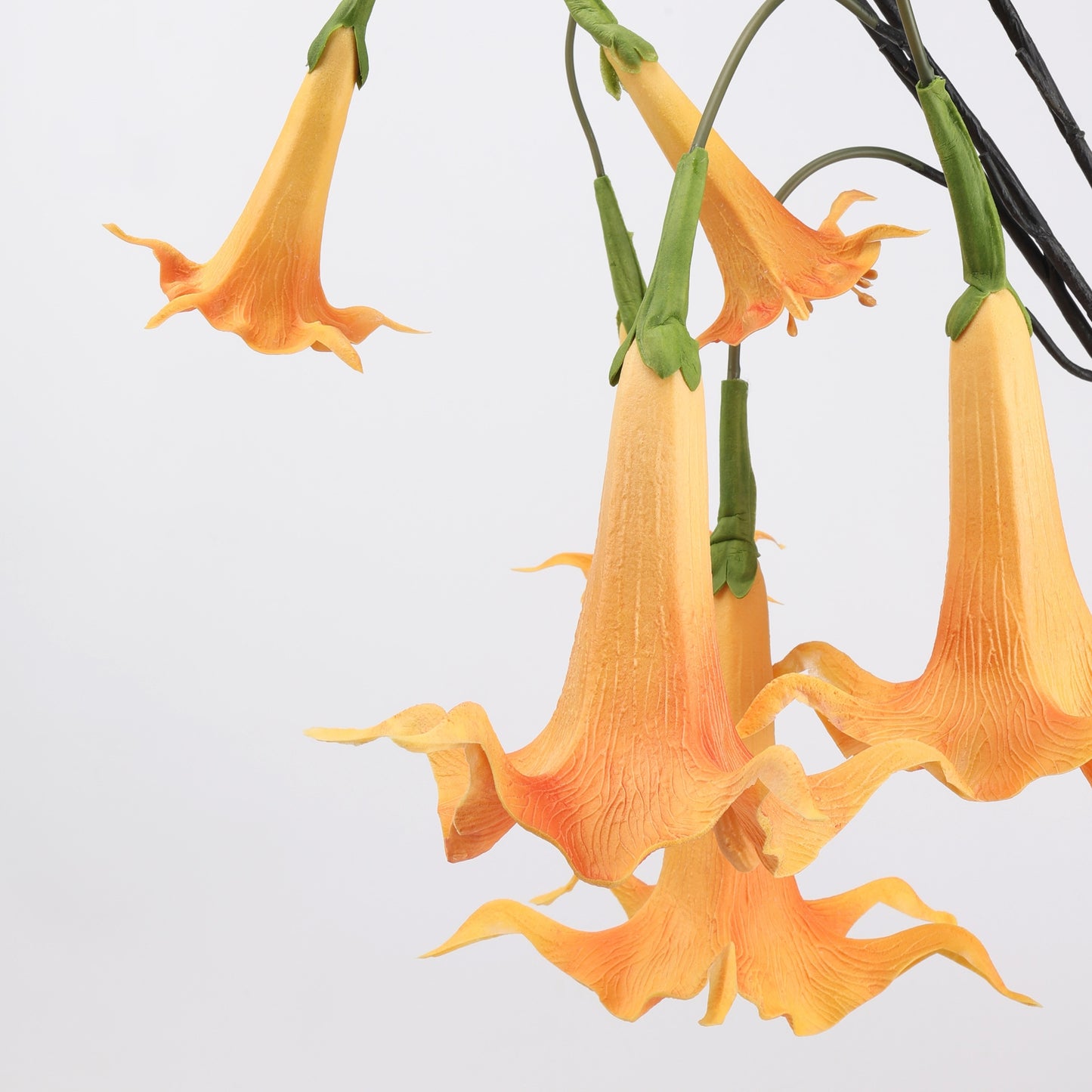 Faux Orange Angel's Trumpet Stem 35" | 2 Blooms
