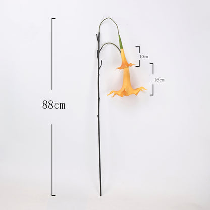 Faux Orange Angel's Trumpet Stem 35" | 2 Blooms