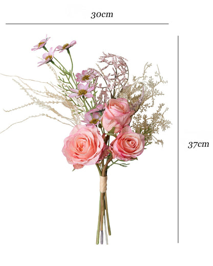 Faux Rose & Wildflower Bouquet 14.6" – Artificial Flowers | Panthère Rose