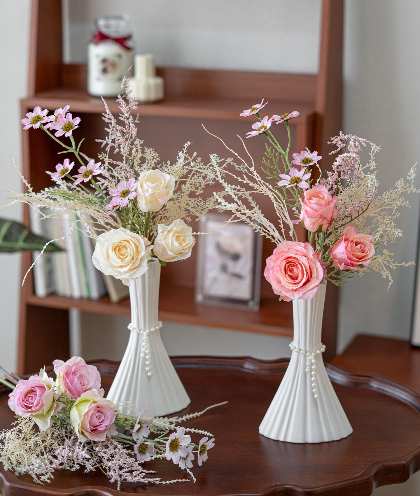 Faux Rose & Wildflower Bouquet 14.6" – Artificial Flowers | Panthère Rose