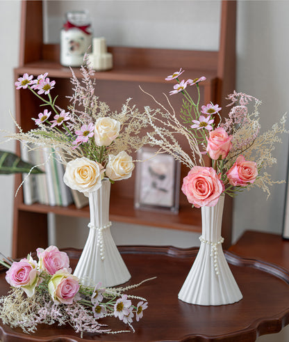 Faux Rose & Wildflower Bouquet 14.6" – Artificial Flowers | Panthère Rose