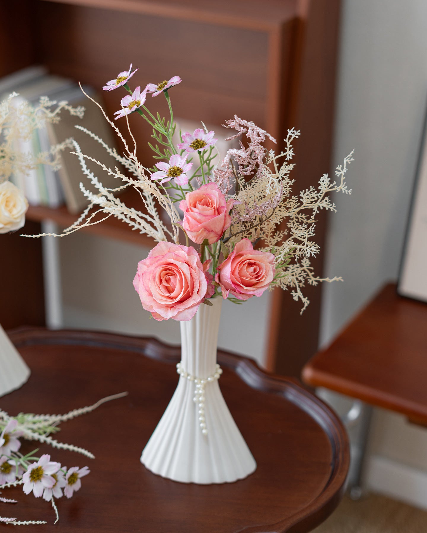 Faux Rose & Wildflower Bouquet 14.6" – Artificial Flowers | Panthère Rose