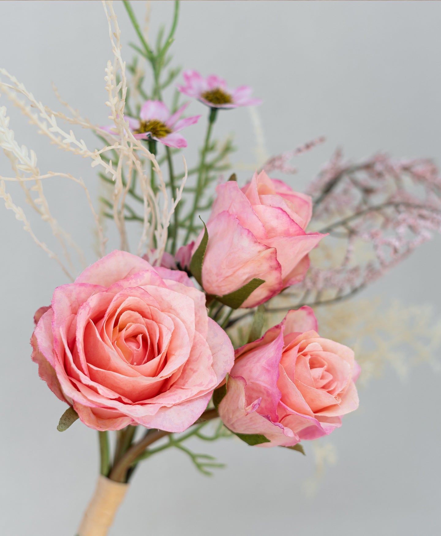 Faux Rose & Wildflower Bouquet 14.6" – Artificial Flowers | Panthère Rose