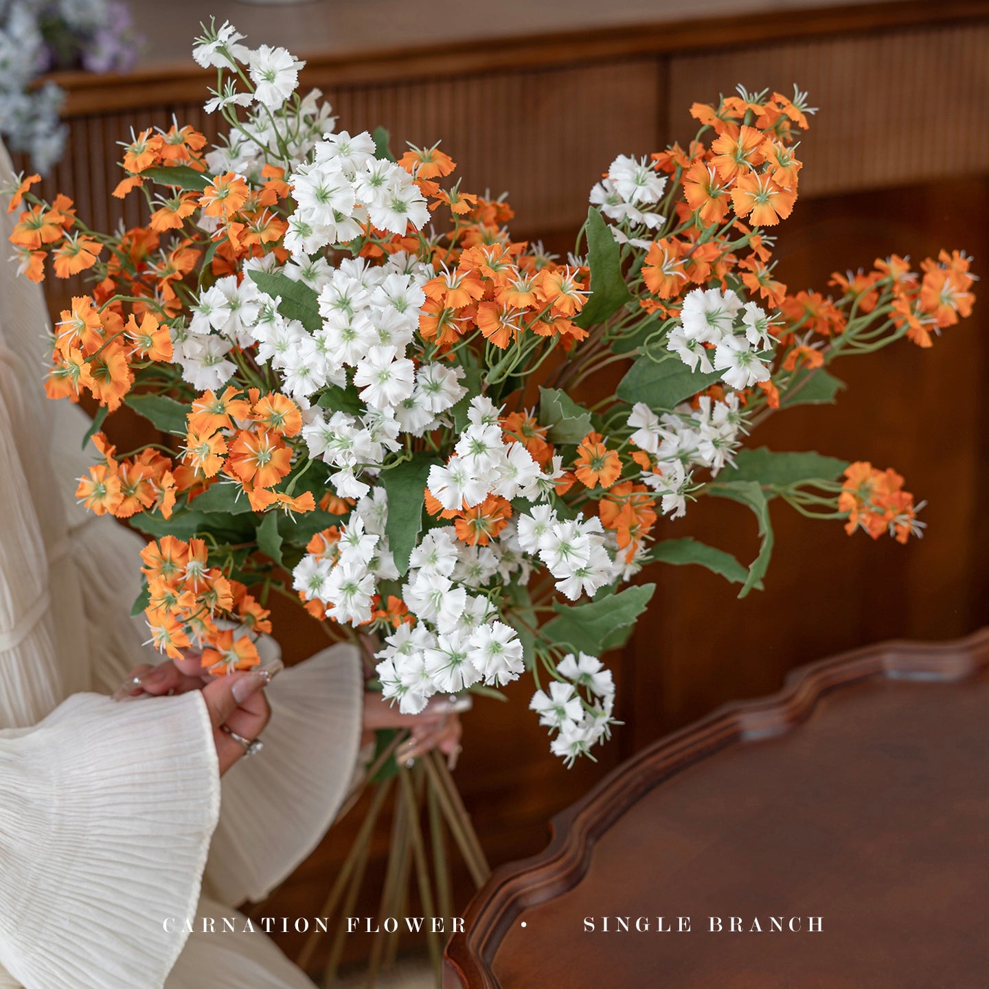 Faux Carnation Stem 25.6" – Artificial Wildflower Branch | Panthère Rose