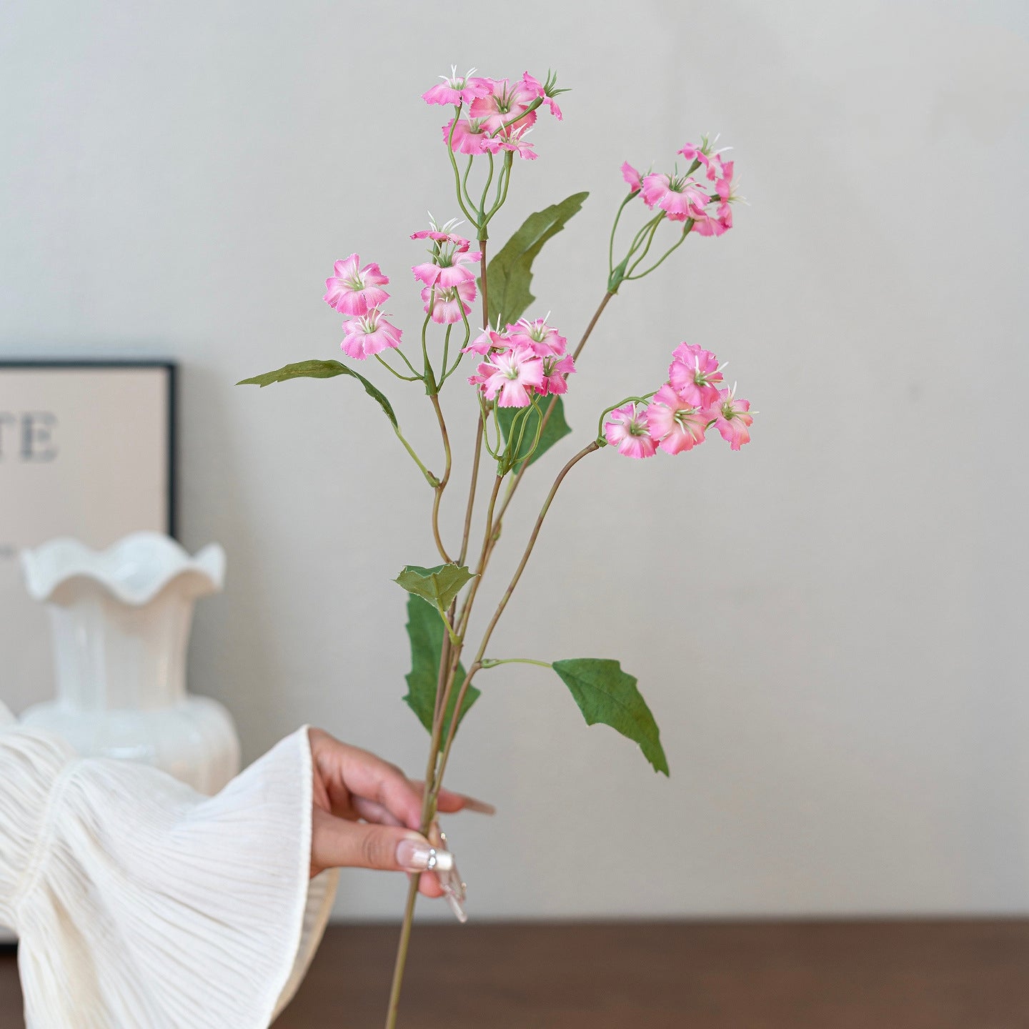 Faux Carnation Stem 25.6" – Artificial Wildflower Branch | Panthère Rose