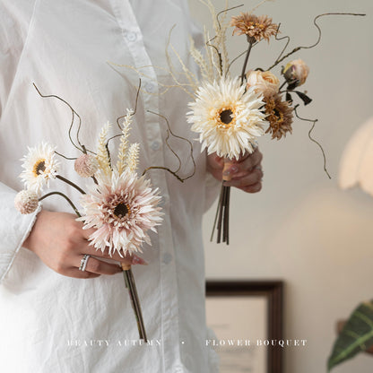 Faux Autumn Gerbera Bouquet 11.8" – Silk Artificial Flowers | Panthère Rose
