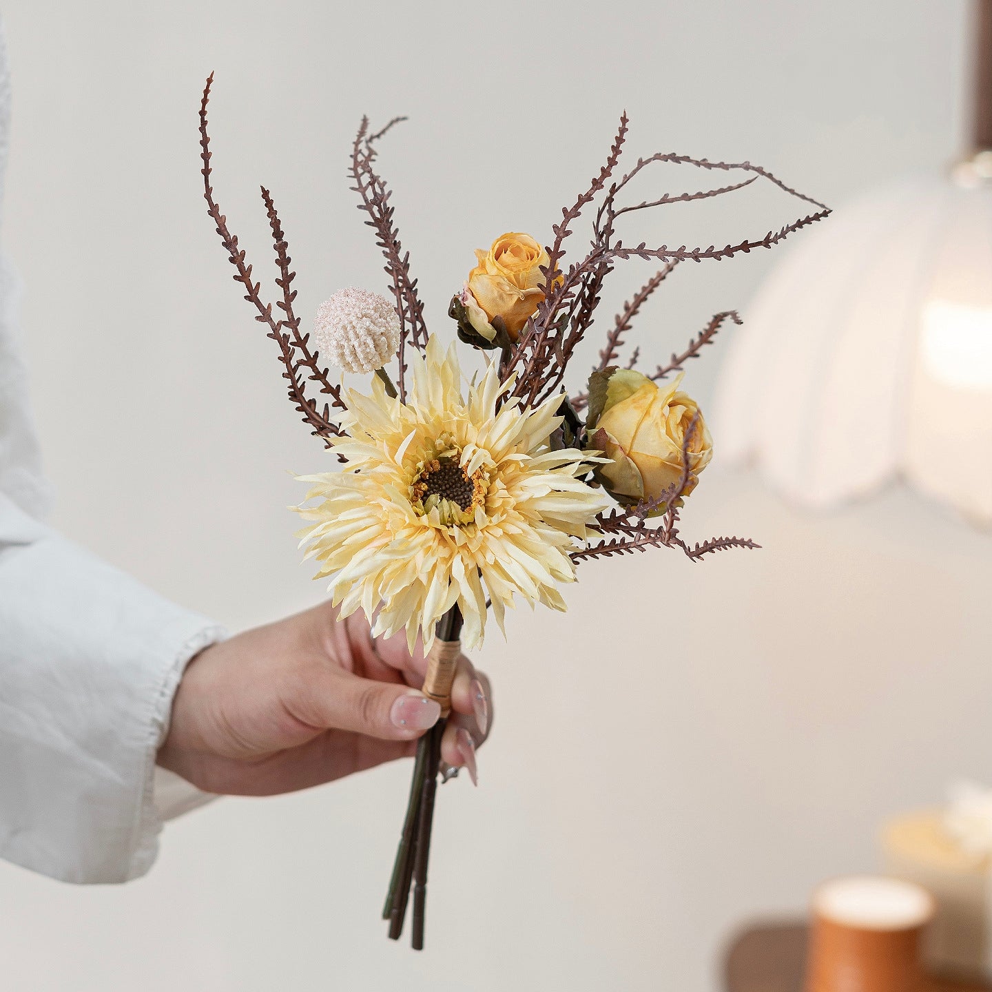 Faux Autumn Gerbera Bouquet 11.8" – Silk Artificial Flowers | Panthère Rose