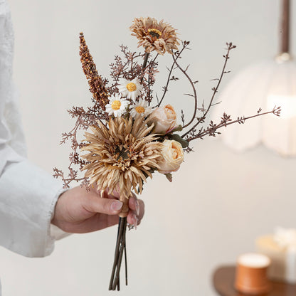 Faux Autumn Gerbera & Wildflower Bouquet 13.8" – Silk Artificial Flowers | Panthère Rose
