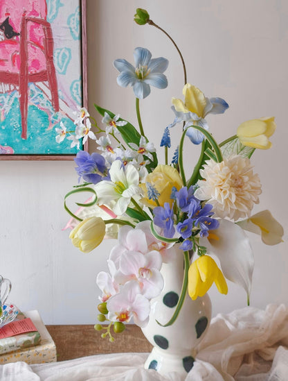 The Painter's Garden bouquet - warm evening light, side angle