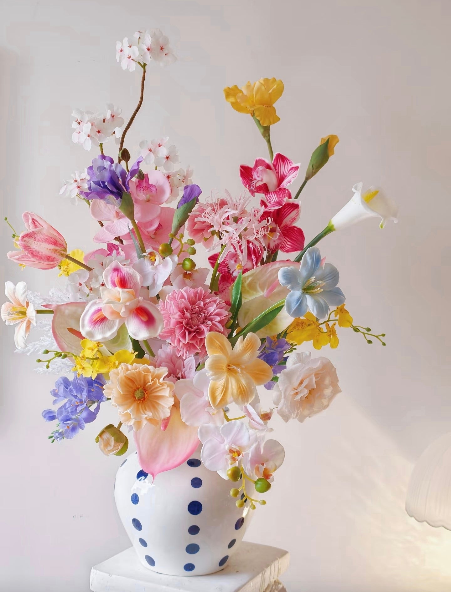 The Grand Garden bouquet with art print backdrop - warm afternoon light