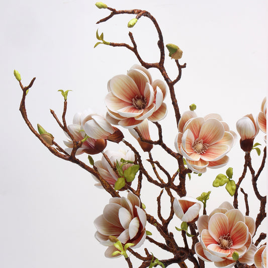 Real Touch Coral Cream Magnolia Branch Stem