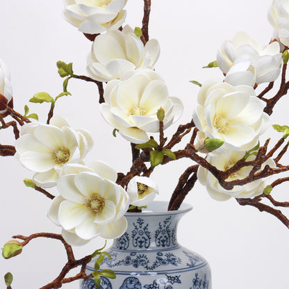 Real Touch White Magnolia Branch Stem