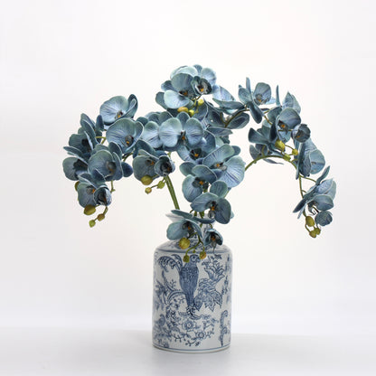 Blue & White Parrot Chinoiserie Ceramic Vase
