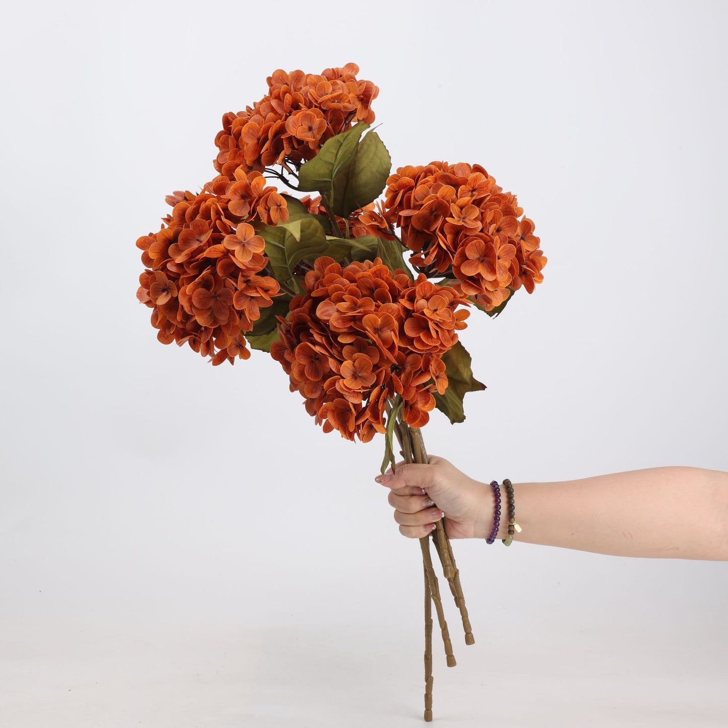 Real Touch Burnt Orange Hydrangea Stem — 1 Bloom