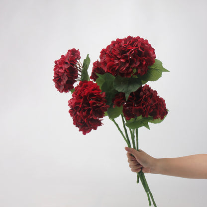 Real Touch Deep Burgundy Hydrangea Stem — 1 Bloom