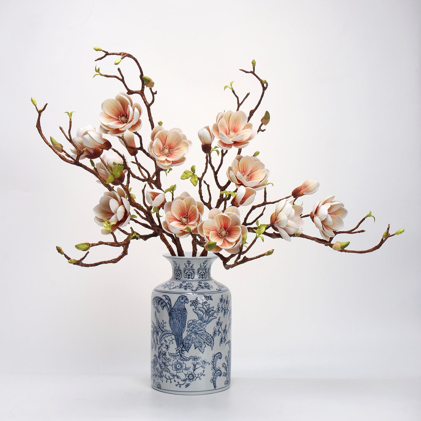 Real Touch Coral Cream Magnolia Branch Stem